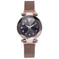 thumbnail image 1 of Reloj de pulsera de cuarzo para mujer a la moda, botón magnético, correa de malla, reloj de pulsera con esfera redonda de aleación (café), 1 of 6