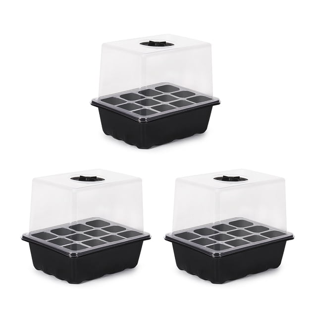 Germinación Jardinería Propagación Semillas Contenedor Semilla Starter Bandeja 6/12 Agujeros Con Tapa Elevada para Que Crecen