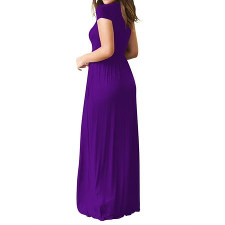 SySea - Short Sleeve Solid Color Long Maxi Dress with Pocket - Walmart ...