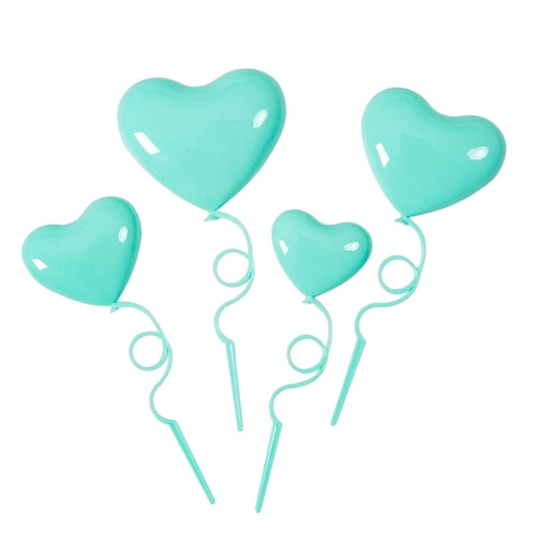 4 globos para tartas con forma de corazón, decoración para tartas y cupcakes. Azul oscuro