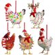 thumbnail image 1 of Adornos navideños Bufanda Pollo Decoración navideña, Adorno navideño de pollo Decoraciones navideñas para exteriores Adornos navideños de madera (5 piezas, un tamaño), 1 of 4