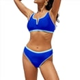 thumbnail image 2 of Trajes de Baño Deportivos para Mujer, Conjuntos de Dos Piezas de Cintura Alta y Corte Alto, Trajes de Baño Deportivos. Azul Real S, 2 of 7