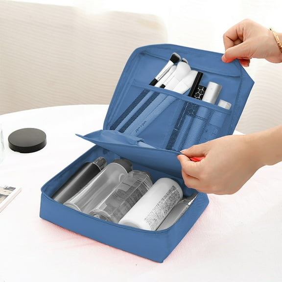 Fwttom Makeup Bag, Travel Toiletry Bag Large-capacity Make Up Pouch, Portable Double Layer Cosmetic Storage Organizer for Women Men, Hot Pink