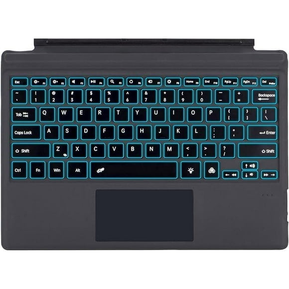ERDS-Type Cover for Microsoft Surface Pro Generation 7+ 7 6 5 4 3 Portable Slim Wireless Keyboard with Touchpad Tablet Keyboard (Black, Backlit)