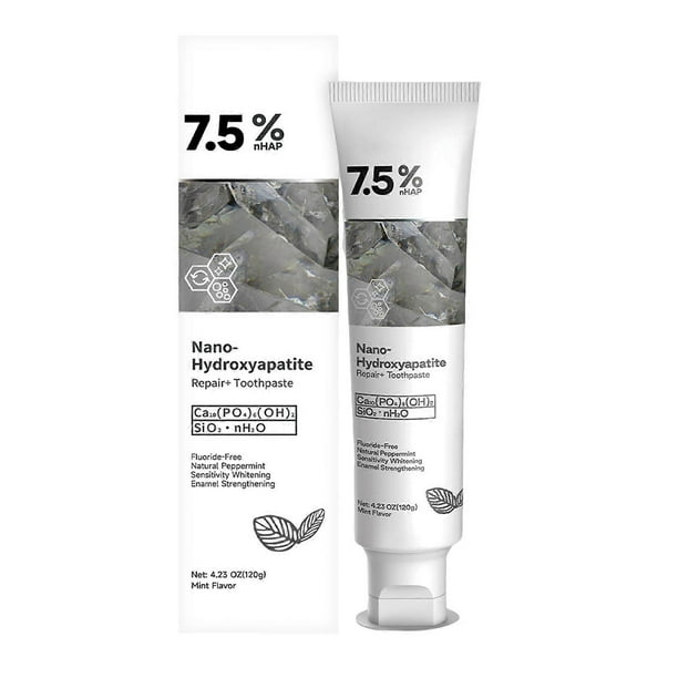 7.5%nHAP Nano Hydroxyapatite Toothpaste Fluoride-Free Enamel Repair Whitening Toothpaste, Cool Mint Fresh Breath
