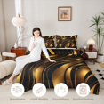 thumbnail image 3 of Castle Fairy 3D Metallic Gold Wave Full Size Comforter Sets 3-Piece,Glossy Layered Abstract Pattern Bedding Comforter Set,Gold Black,Black Reversible,1 Comforter and 2 Pillowcases, 3 of 6