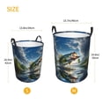 thumbnail image 3 of Fuzoiu Largemouth Bass Jumping Out of The Water Print Circular Hamper,Laundry Basket with Handle,Collapsible Laundry,Dirty Clothes Storage Basket,for Bedroom Bathroom Dorm Living Room-Small, 3 of 6