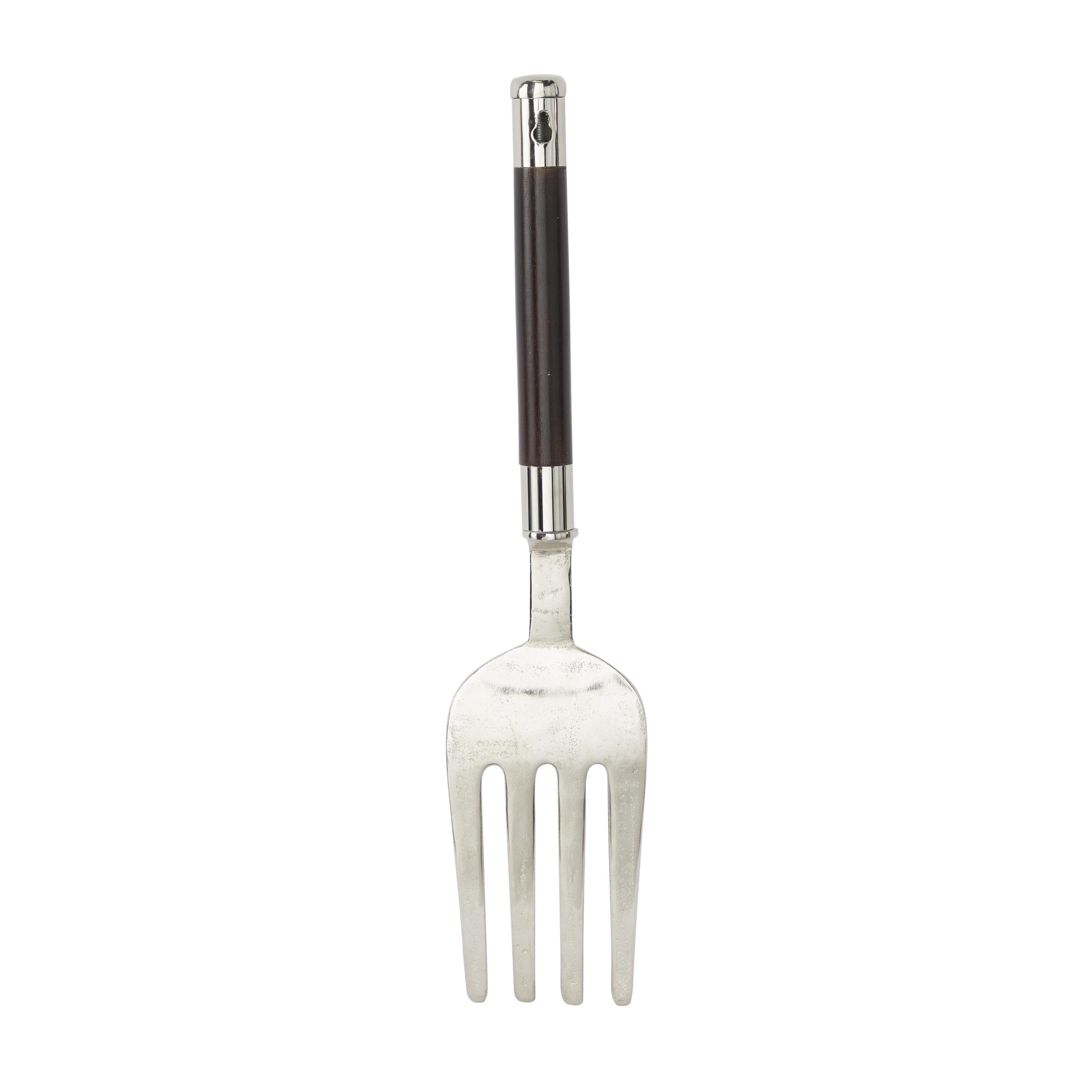 DecMode Silver Aluminum Metal Spoon and Fork Utensils Wall Decor (2 Count)