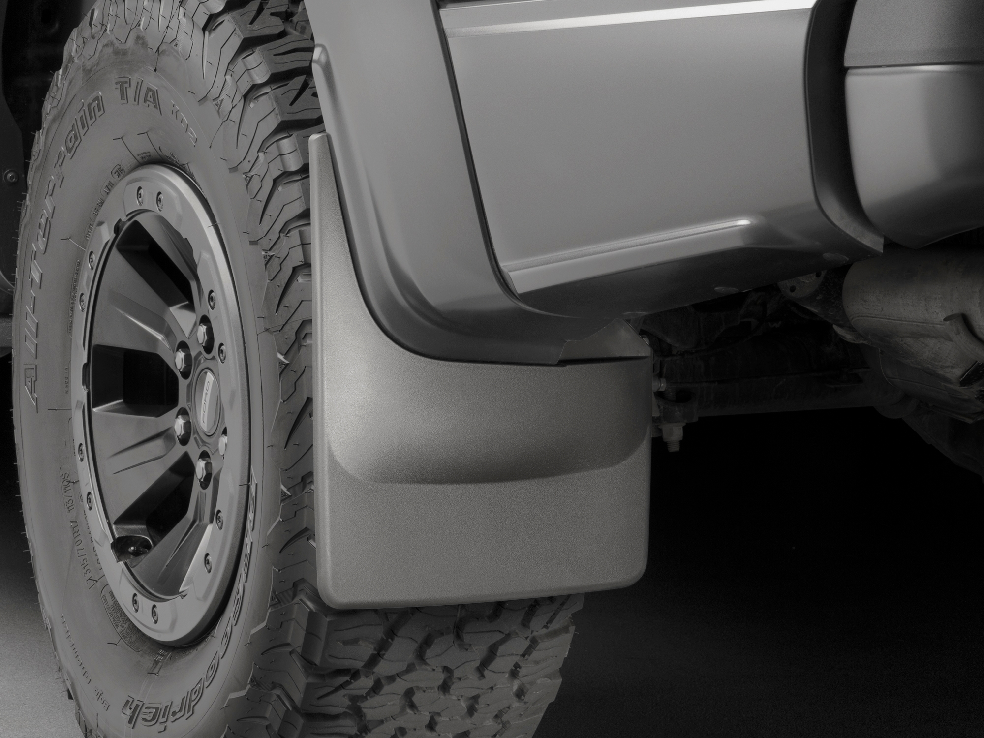 WeatherTech Custom No Drill Splash Guard MudFlaps compatible with 2017-2020 Ford F-150 Raptor, Rear Pair - Black