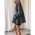 thumbnail image 6 of Womens Oversized Jean Jacket Casual Button Up Denim Overshirt Trendy Long Sleeve Denim Jacket Coat Dark Gray M, 6 of 7