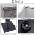 thumbnail image 4 of Lámpara de noche con pantalla para dormitorio, lámpara de mesa cuadrada moderna, base de madera natural liviana, interruptor de cable, diseño clásico y escandinavo - Bombilla blanca cálida incluida JM lámpara de escritorio, 4 of 5