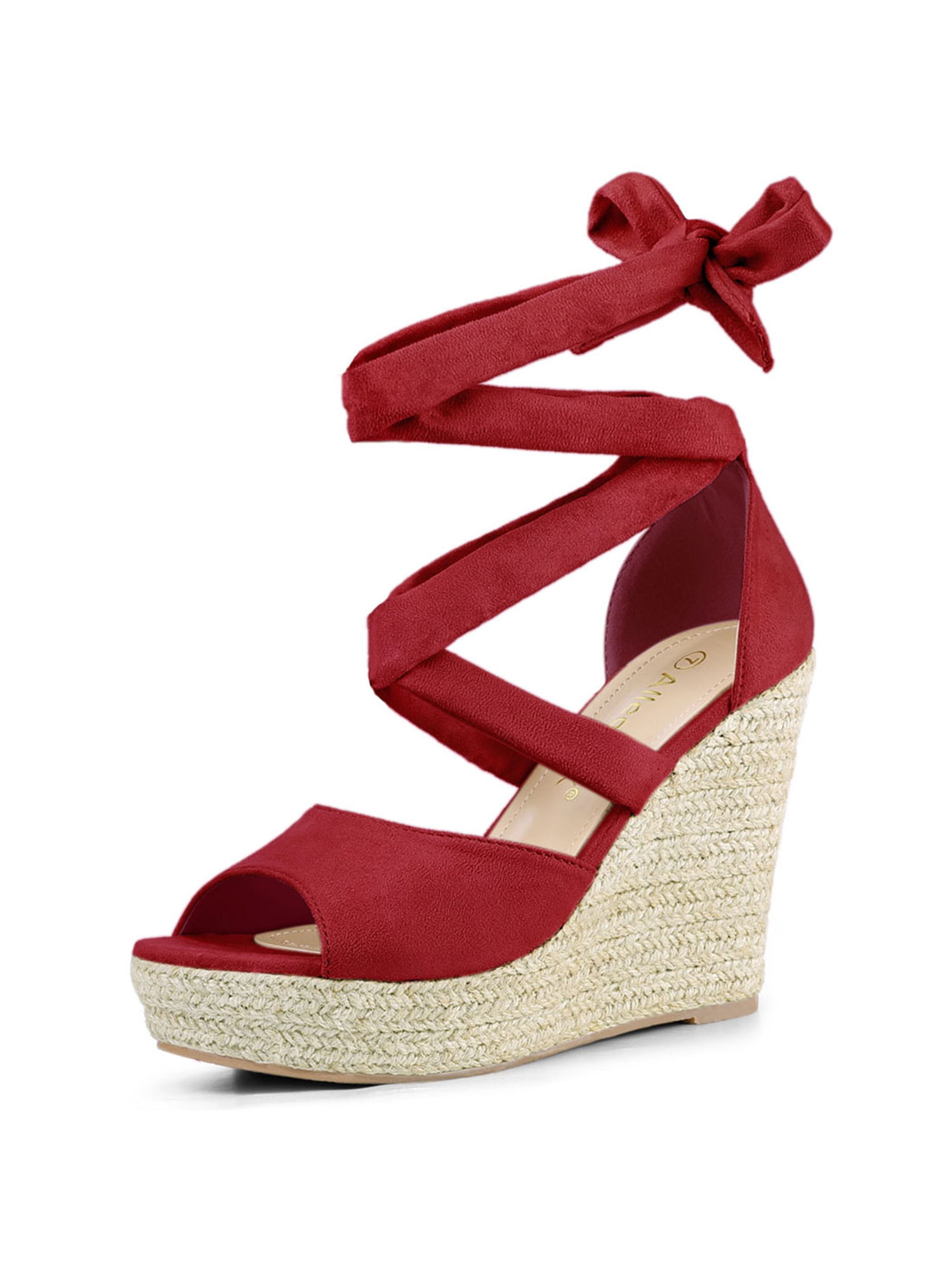 red lace wedges