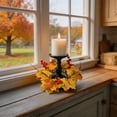 thumbnail image 4 of Artificial Maple Leaf Candle Holder Set, Fall Wreath Centerpiece For Table, Thanksgiving Party, Or Halloween Decoration, 4 of 6