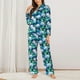 thumbnail image 2 of Balery Blue Lotus Flower Conjunto de Pijama con Estampado para Mujer, Conjunto de Dos Piezas con Manga Larga, Ropa de Dormir Suave con Bolsillos, Pijamas Cómodos-Small, 2 of 7