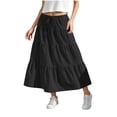 thumbnail image 3 of HAOTAGS Girls Pleated Skirt （3–15） with Bow Detail Elastic Waist Casual Sporty Midi Skirt Black Size 7, 3 of 10