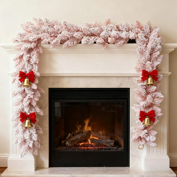 70.8In Christmas Simulation PVC Flocked Rattan Decorations - Flocked Garland for Indoor and Outdoor Holiday Decor, Flexible and Durable