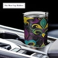 thumbnail image 5 of SKYSONIC Mardi Gras Tumbler Stainless Steel Double Wall Vacuum Reusable Insulated Mug with Straw and Built-in Coaste for Cold and Hot Beverages, 12oz, 5 of 7