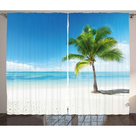 Landscape Curtains 2 Panels Set Caribbean Maldives Beach Island