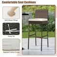 thumbnail image 6 of HAPPYGRILL Wicker Patio Barstools Set of 2, Outdoor Rattan Bar Chairs with Footrest & Backrest, Armless High Top Chairs with Seat Cushions for Backyard, Balcony, 6 of 7