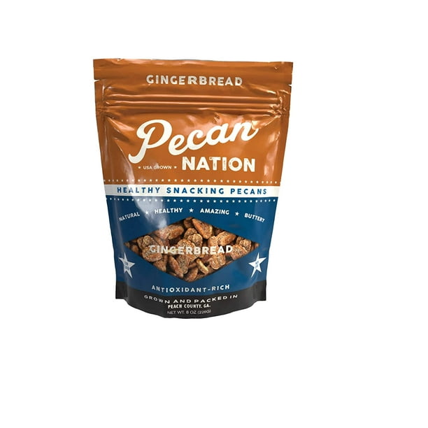 Pecan Nation Gingerbread Candied Pecan Nut Halves, 8 oz, 4 Pack