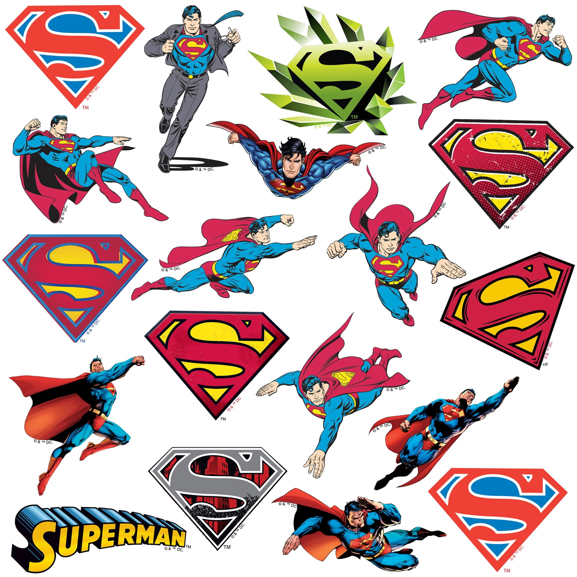 Superman Character Poses 100ct Die Cut Vinyl Stickers Variety Pack  DC Super Hero Action Decals for Laptop, Water Bottle, Scrapbooking, Tablet, Indoor & Outdoor Use