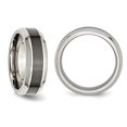 thumbnail image 4 of Mens Stainless Steel Wedding Band Ring with Brushed Black Ceramic Center, 4 of 5