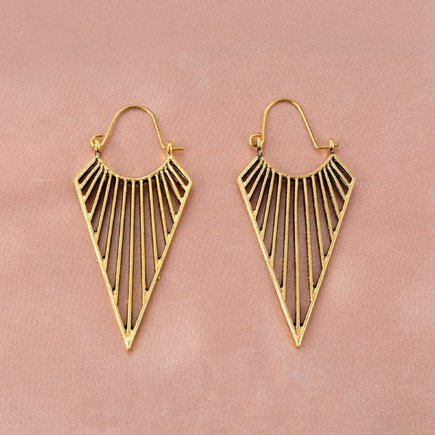 Pendientes para mujer, regalos para mujer, pendientes huecos de metal, pendientes geométricos de estilo étnico, un pendiente