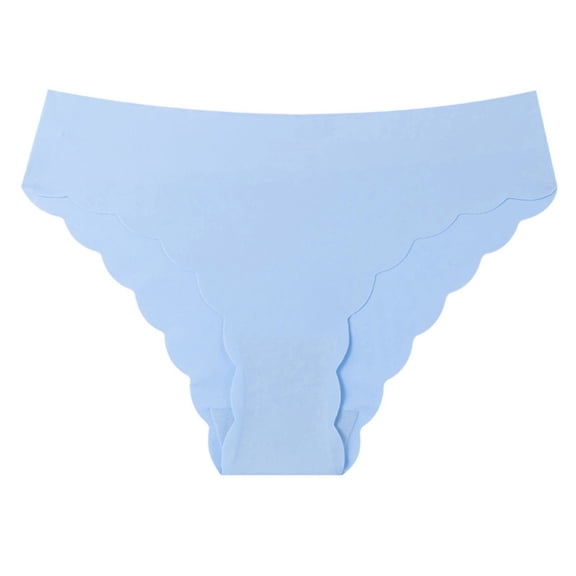 Guieoi Cheeky Womens Underpant Plus Size Underwear Stretchy Soft Breathable Panties Seamless Ice-Silk Wavy-Edge Low-Waisted Comfortable Cotton Gusset Briefs Blue S