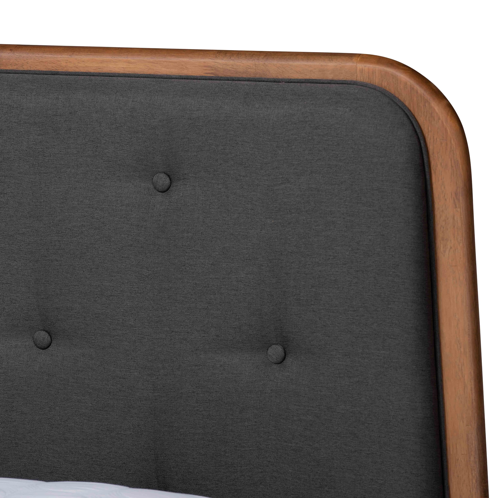 Baxton Studio Diantha Classic and Traditional Dark Grey Fabric Upholstered and Walnut Brown Finished Wood Full Size Platform Bed