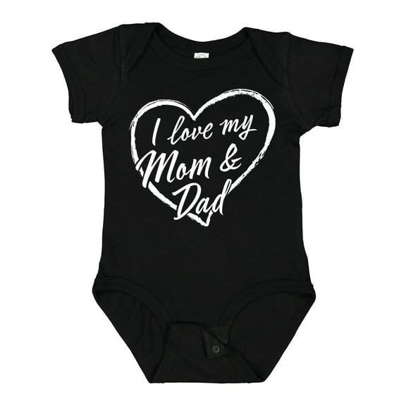 Inktastic I Love My Mom and Dad in White Chalk Heart Boys or Girls Baby Bodysuit