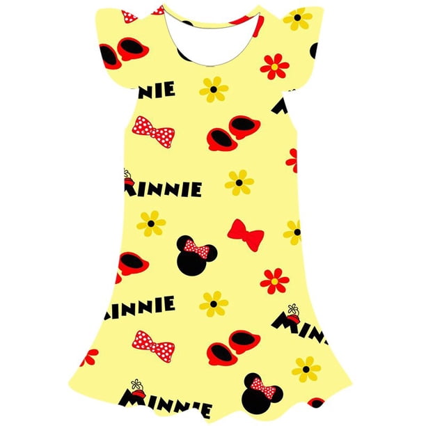 Vestido de Mickey a la moda de Disney para niñas, vestidos hermosos de Minnie Mouse de dibujos animados, ropa de princesa, ropa de fiesta para niños de 1 a 10 años, 12 meses Gao Jinjia LED