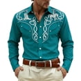thumbnail image 2 of Western Cowboy Dress Shirts for Men Carnival Long Sleeve Button Down Lapel Top Casual Stylish Comfortable Mens Shirt Mint Green XL, 2 of 4