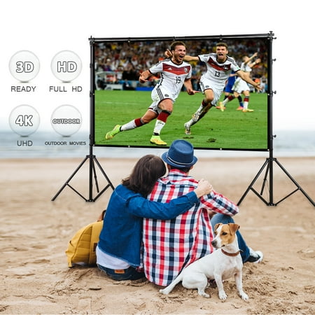 Projector For Outdoor Excelvan 100 Inch 16:9 Collapsible White Portable Projector Cloth Screen With Hanging Hole For Home And Outdoor Use ()