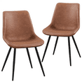 thumbnail image 3 of Alden Design 2PCS Faux Leather Dining Chairs with Metal Legs for Dining Room, Brown, 3 of 9
