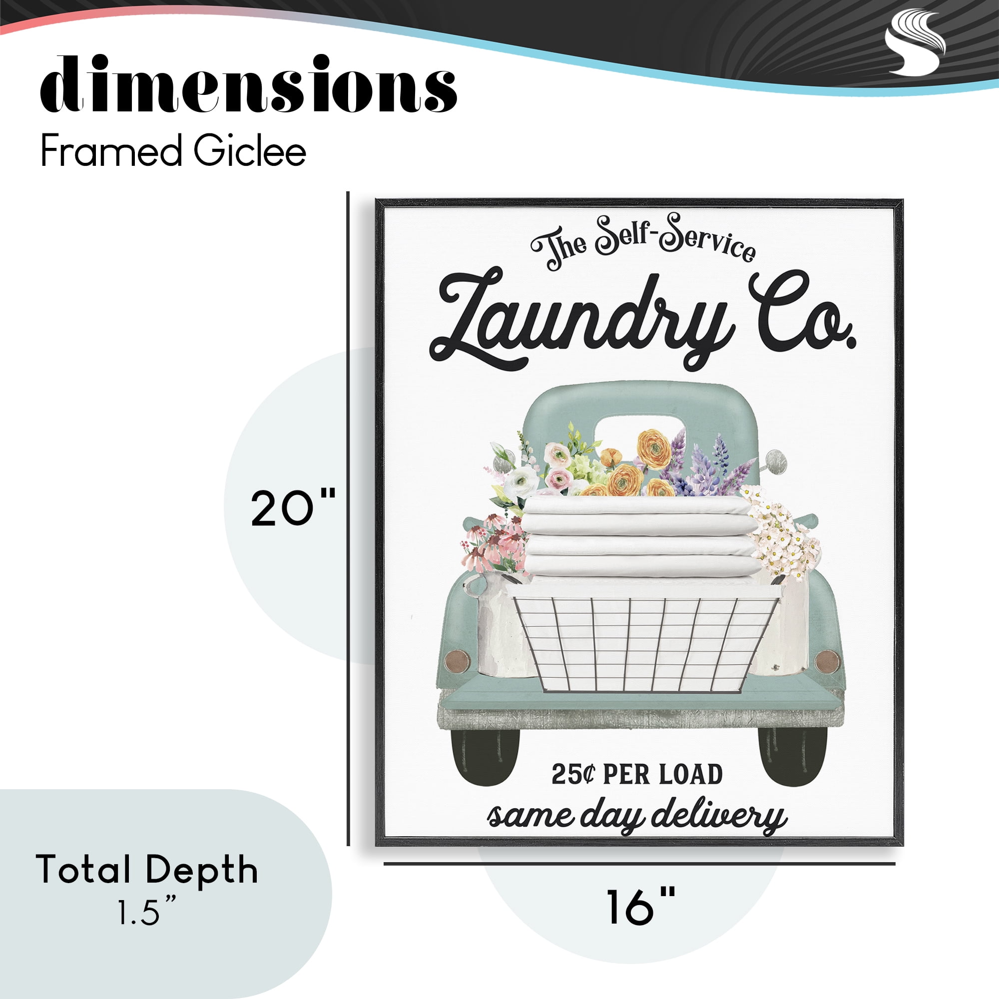 Laundry Delivery Truck Black Framed Giclee Art, design by Lettered and Lined