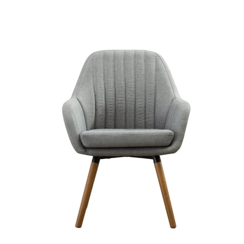 Knubmt Upholstered Accent Chair with Wood Legs, Fabric Seat Armchair for Home, Dining Room, Living Room, Gray