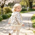thumbnail image 5 of Vdoaml Girls Floral Quilted Padded Jacket Kids Lace Doll Collar Button Casual Coat Children Winter Warm Outerwear 18-24 Months White, 5 of 5
