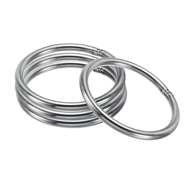 Unique Bargains Anneaux en Métal 85mm, Lot de 4 Anneaux Ronds en Acier Inoxydable 304 pour Sacs de Matériel