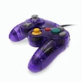 thumbnail image 2 of RetroFam Gamecube Controller for Gamecube Gaming Console, Transparent Red + Transparent Purple, 2 of 5