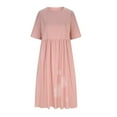 thumbnail image 4 of CHUANK Robe Grande Taille pour Femmes Liquidation Coton Lin Robe à Manches Courtes Col Rond Décontractée Plage Longueur Midi Robes Soleil, 4 of 6