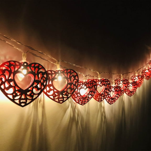 HDWUEN Heart String Lights,65" 10 LED Heart Fairy String Lights Battery Operated Room Decor Mothers Day Valentines Decorations for Home Wedding Anniversary Propose Confession
