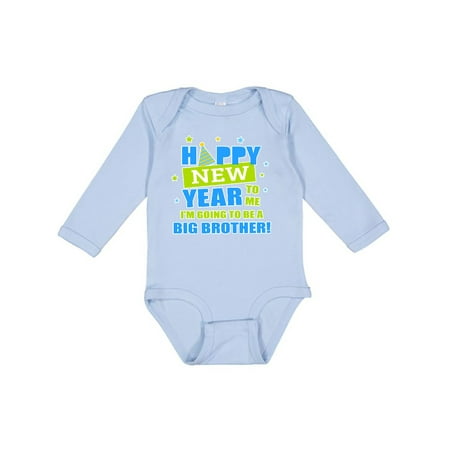 

Inktastic Happy New Year to Me Im Going to Be a Big Brother Gift Baby Boy Long Sleeve Bodysuit