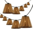thumbnail image 2 of JONATHAN Y Payton 10-Light Indoor/Outdoor 10 ft. Classic Cottage LED G40 Faux-Rattan Shaded String Lights, Brown, 2 of 7