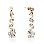 Gemini Women's Jewellery Long Flower Dangle Drop Stud Earrings for Ladies Gifts Idea Gm140 , Size: 43mm , Color: 18K Yellow Gold