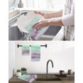 thumbnail image 5 of Green Purple Ombre Kitchen Dish Towels for Drying Dishes Set of 3, Abstract Modern Art Fluid Striped Waffle Weave Microfiber Hand Tea Bathroom Towels Quick Dry & Absorbent Towel 15.7x23.6, 5 of 7