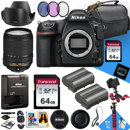 Nikon D850 DSLR Camera with AF-S DX 18-140mm f/3.5-5.6G ED VR Lens + 2PC 64GB Memory + Hood + Extra Battery + Filters + More (28pc Bundle)
