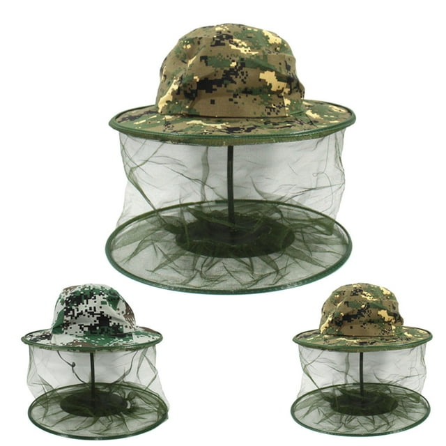 yingyy Unisex Camouflage Fishing Net Mesh Caps Head Bug Insect Prevention Outdoor Hat Face Protector Midge Mosquito Bug Insect Prevention Outdoor Hunting Sun Hat