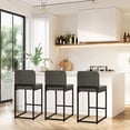 thumbnail image 2 of Sophia & William 24.6" Bar Stools Set of 3 PU Leather Counter Height Bar Stools with Back Modern Counter Height Chair for Kitchen Island, Gray, 2 of 8