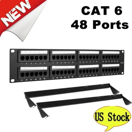 48-Port 19 inch Cat6 Unshielded Wallmount or Rackmount Ethernet Network Patch Panel
