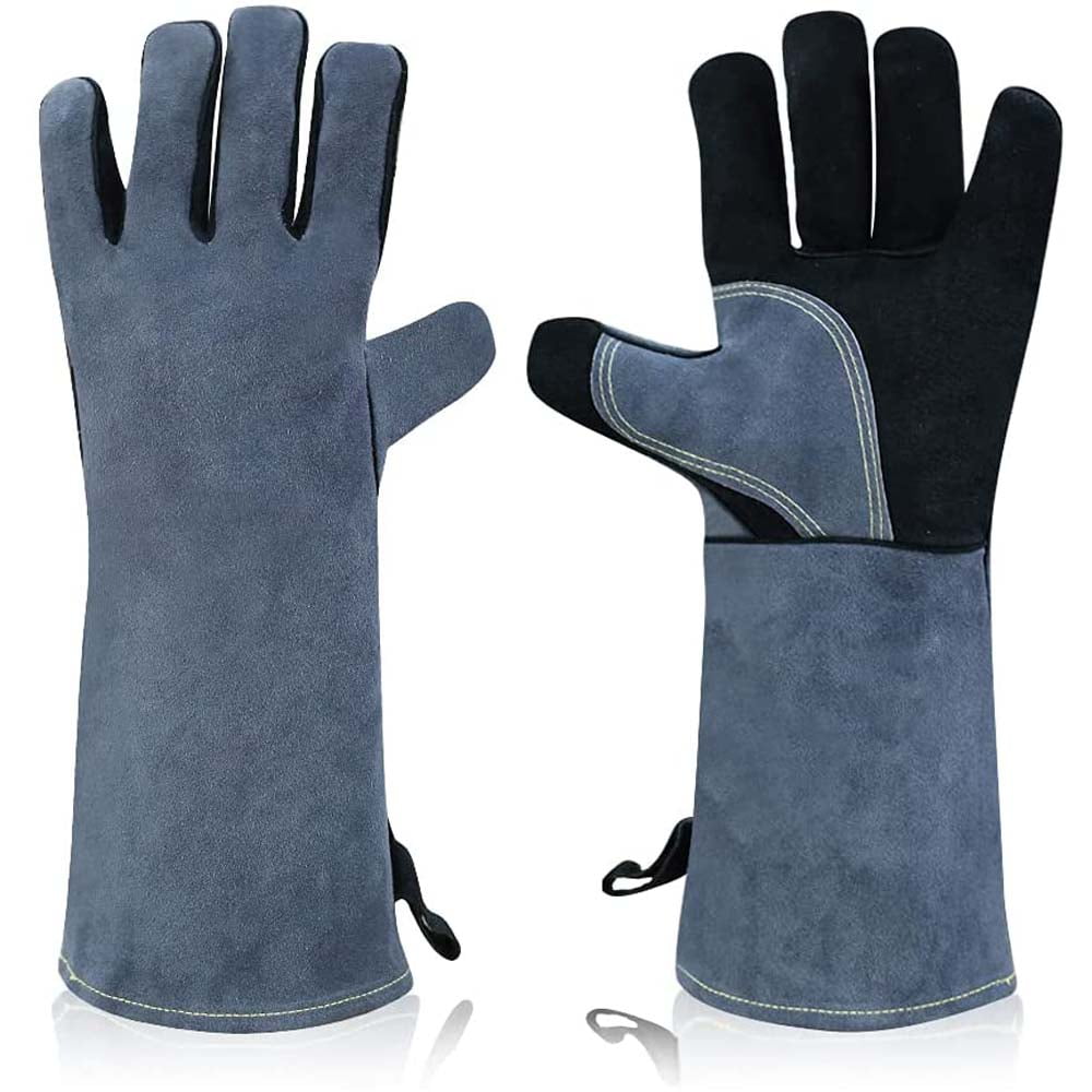 1Pair 16" Heat Resistant Welding Gloves Cow Split Leather BBQ Cooking